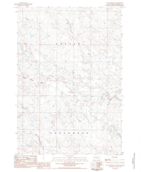 Classic USGS Coal Springs SE South Dakota 7.5'x7.5' Topo Map Image
