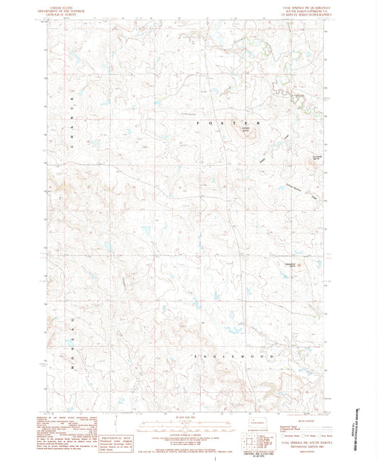 Classic USGS Coal Springs SW South Dakota 7.5'x7.5' Topo Map Image