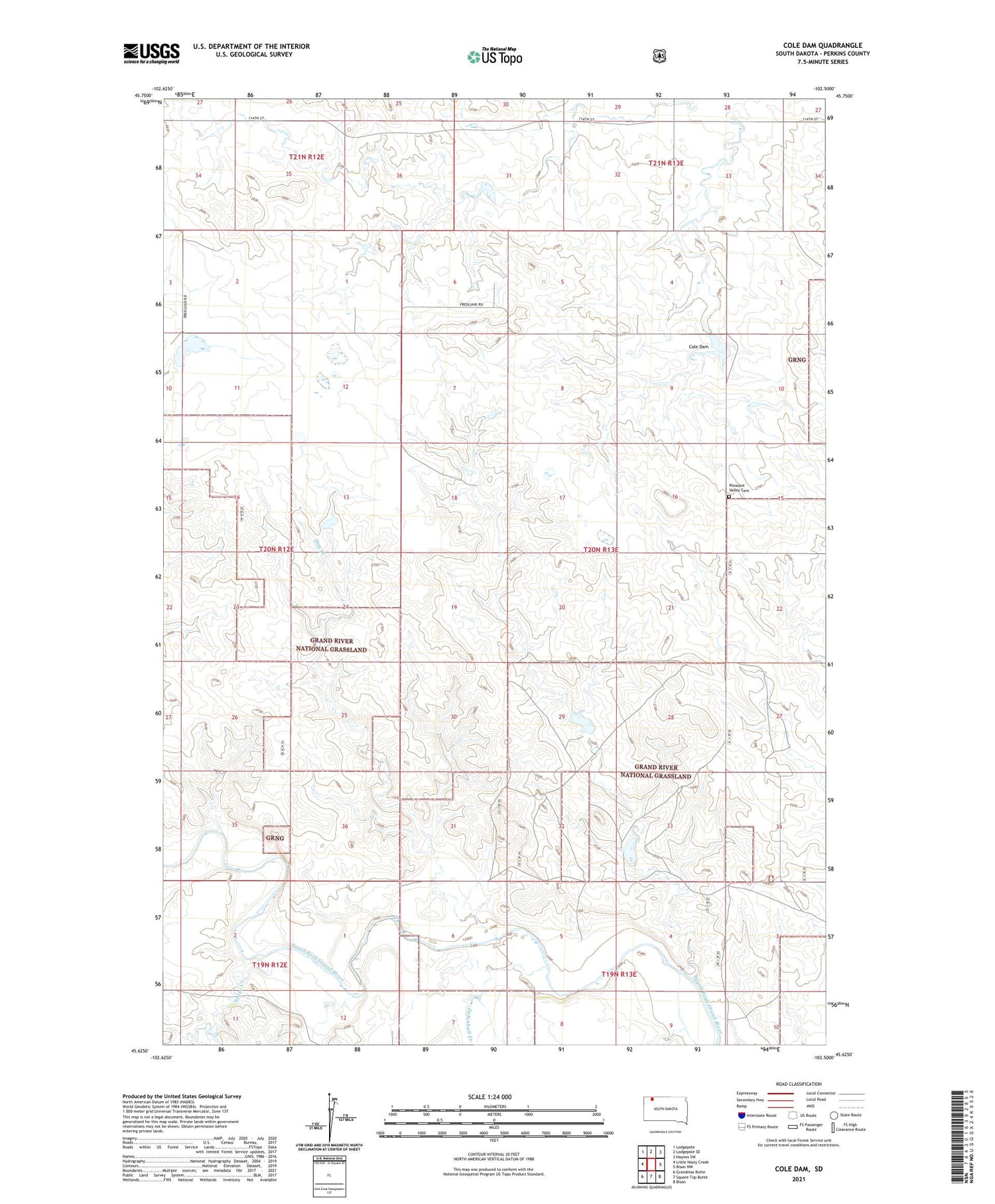 Cole Dam South Dakota US Topo Map Image