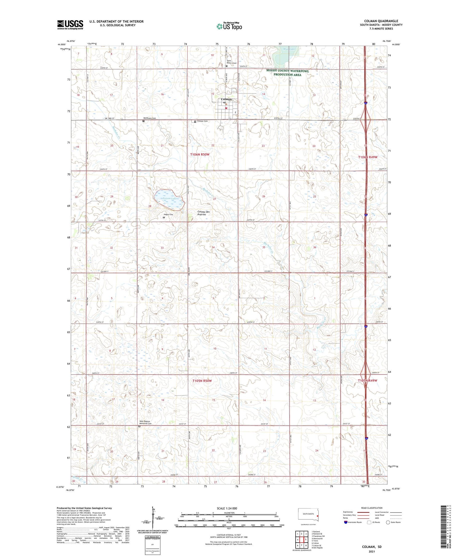 Colman South Dakota US Topo Map Image