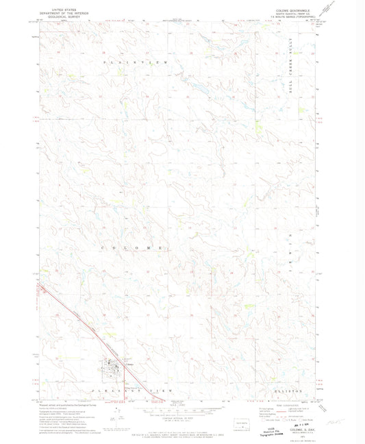 Classic USGS Colome South Dakota 7.5'x7.5' Topo Map Image