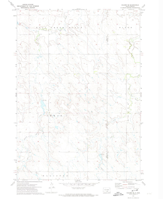 Classic USGS Colome SE South Dakota 7.5'x7.5' Topo Map Image