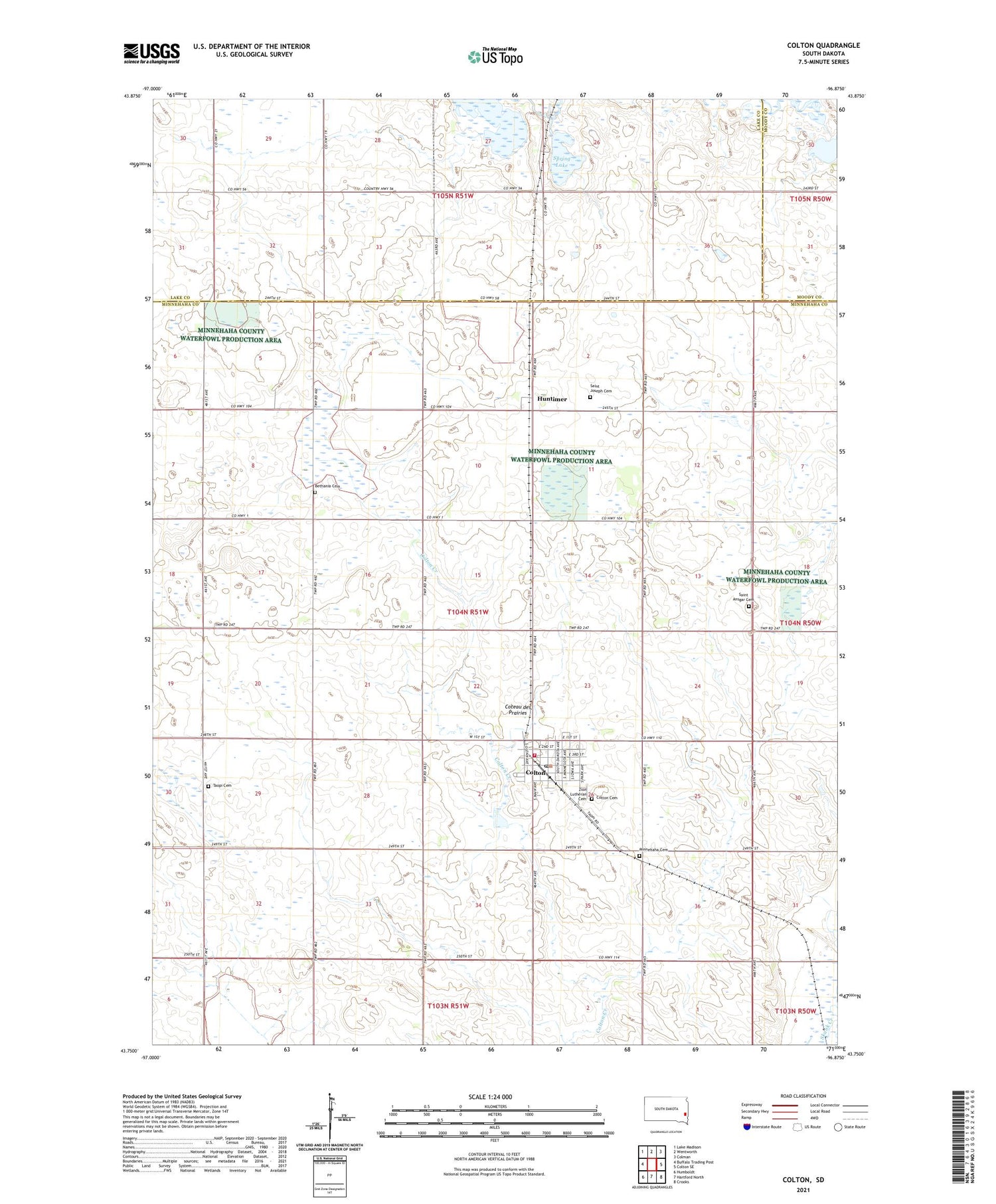Colton South Dakota US Topo Map Image