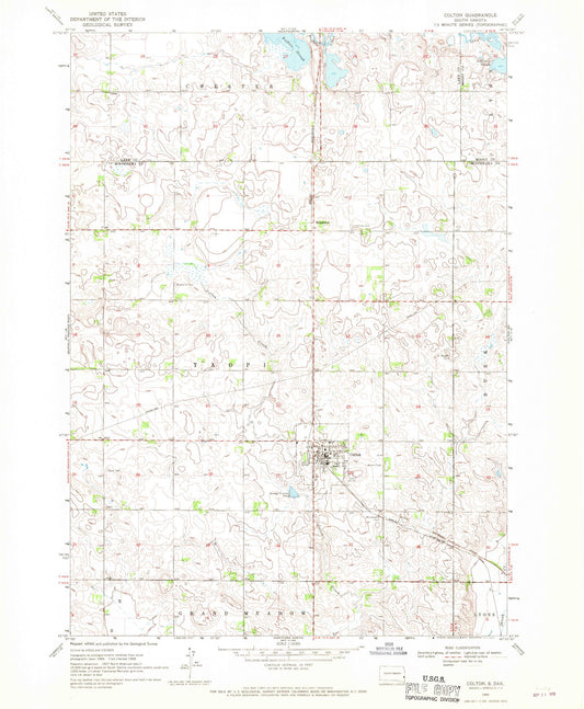 Classic USGS Colton South Dakota 7.5'x7.5' Topo Map Image