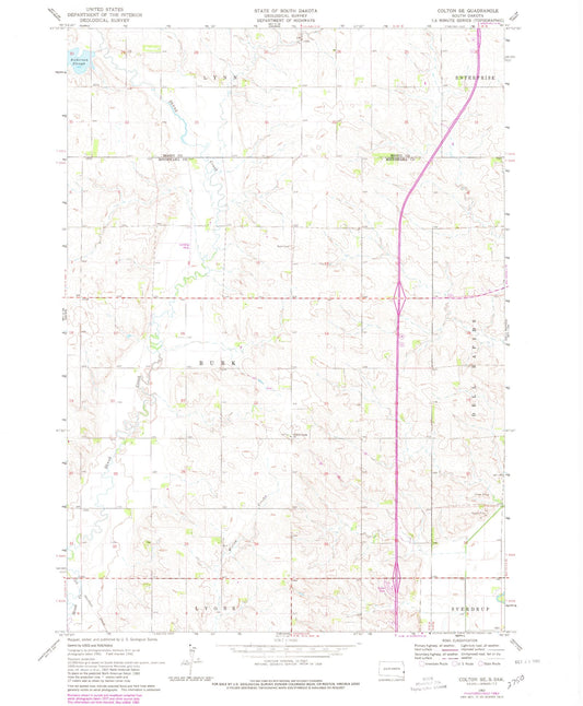 Classic USGS Colton SE South Dakota 7.5'x7.5' Topo Map Image