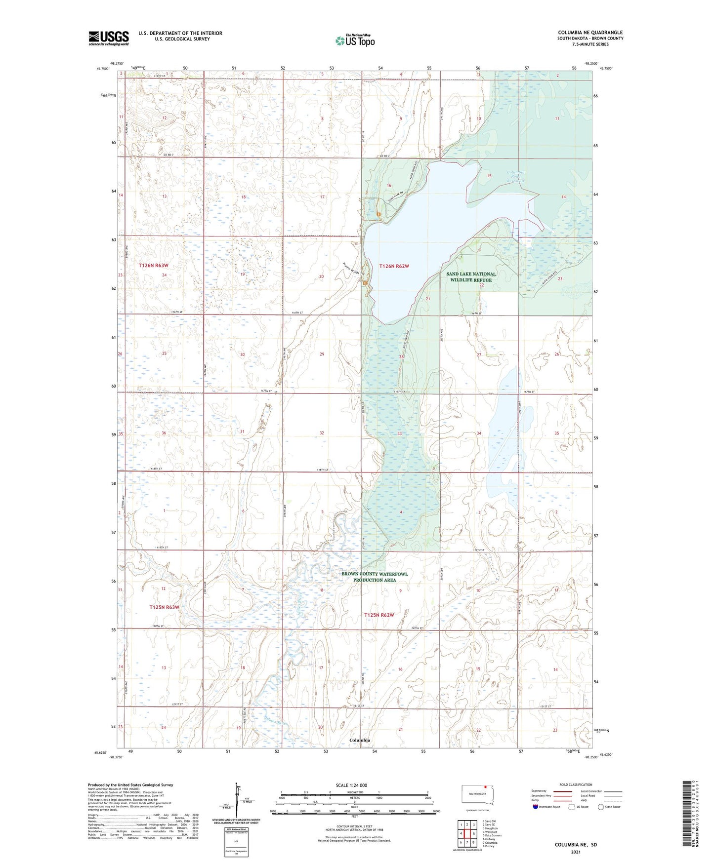 Columbia NE South Dakota US Topo Map Image
