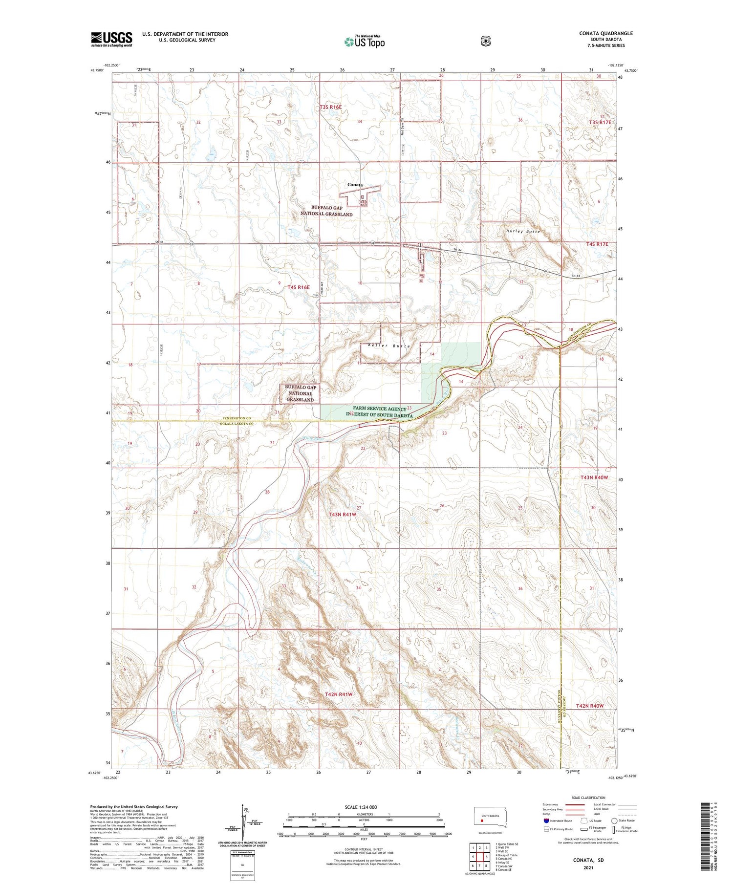 Conata South Dakota US Topo Map Image