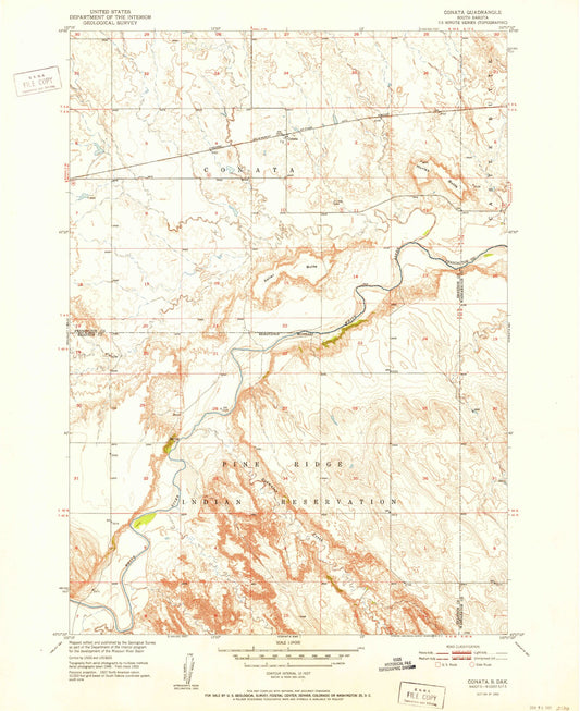 Classic USGS Conata South Dakota 7.5'x7.5' Topo Map Image