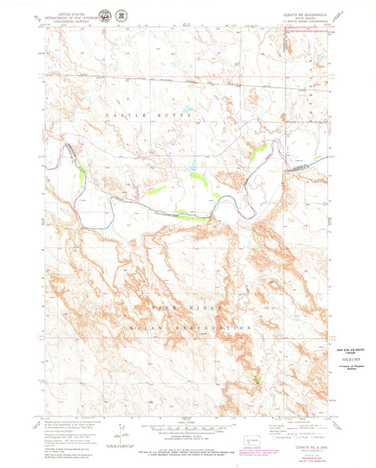 Classic USGS Conata NE South Dakota 7.5'x7.5' Topo Map Image