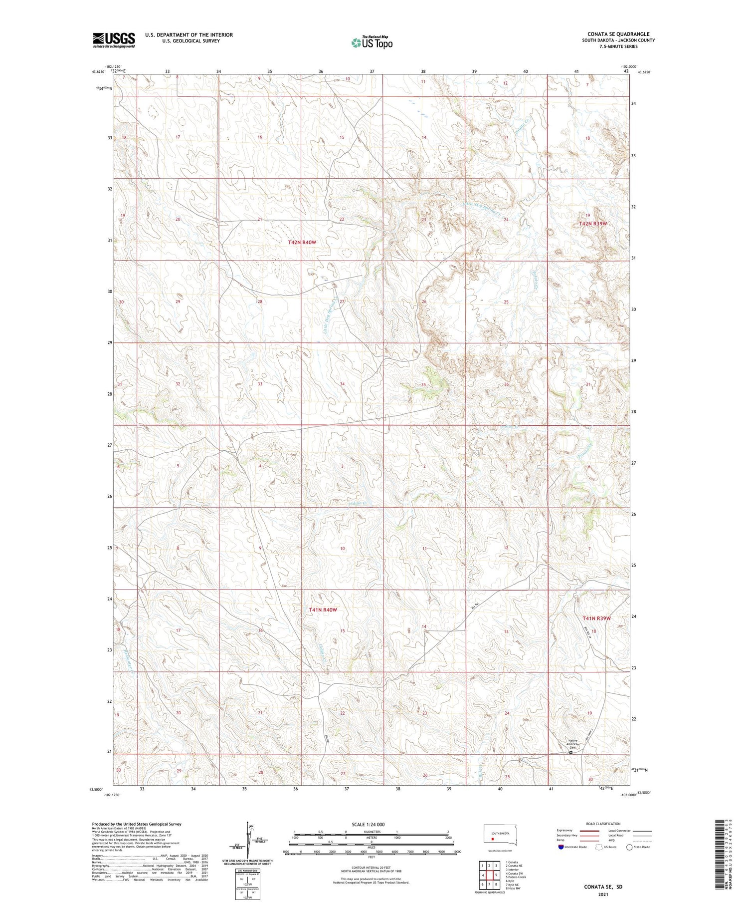 Conata SE South Dakota US Topo Map Image