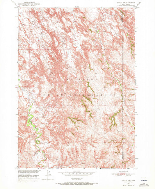 Classic USGS Conata SW South Dakota 7.5'x7.5' Topo Map Image