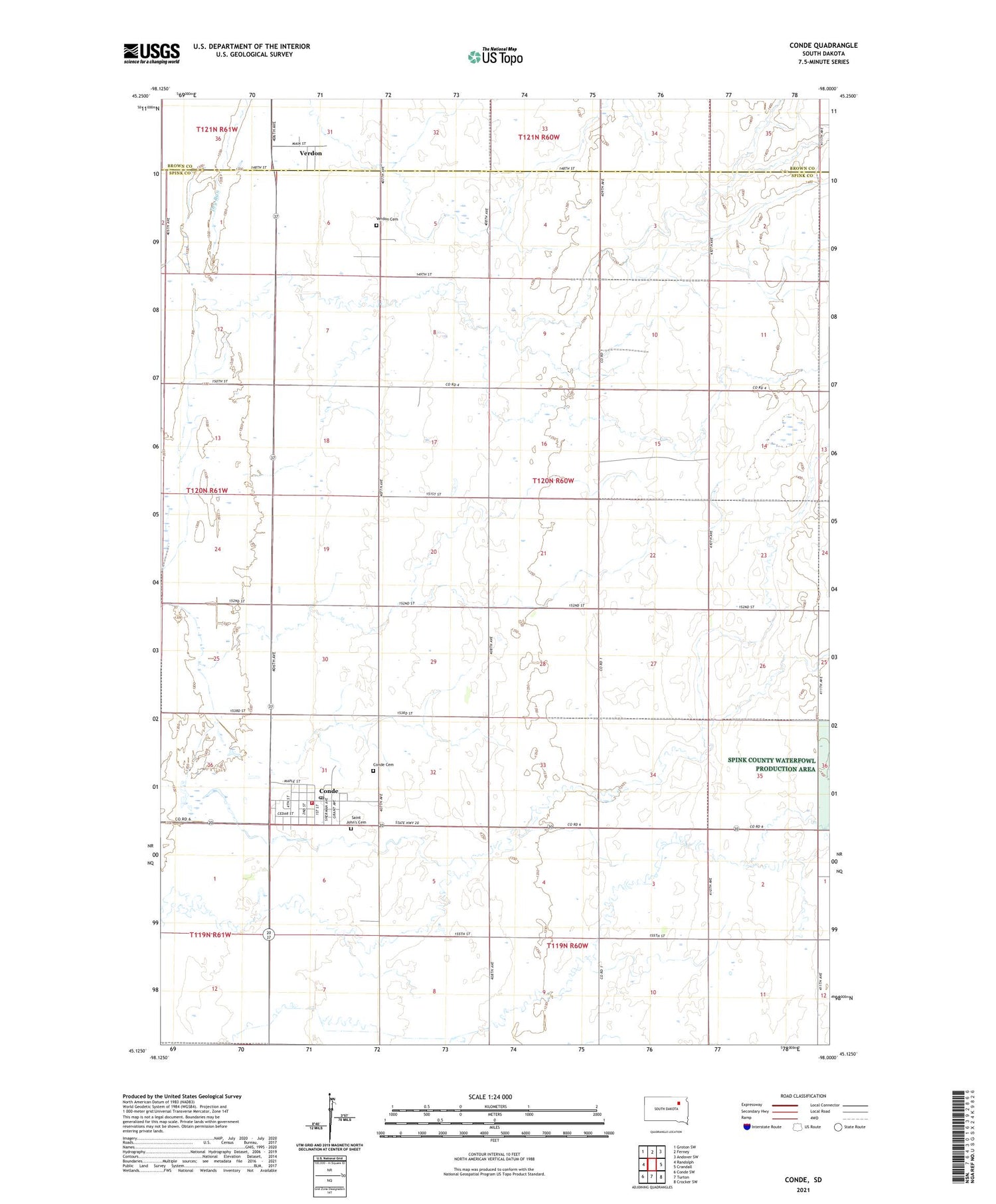 Conde South Dakota US Topo Map Image