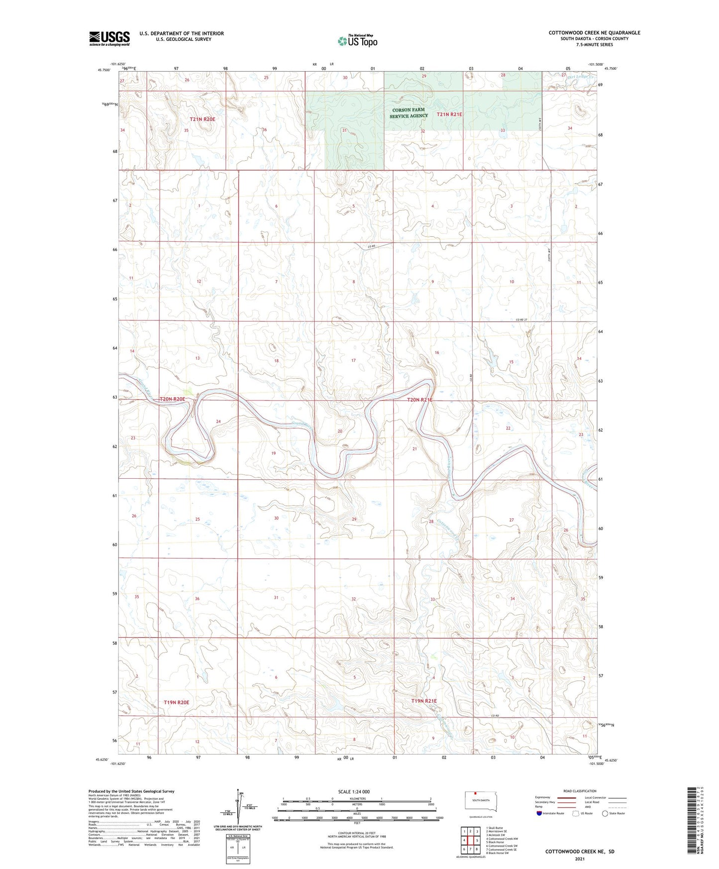 Cottonwood Creek NE South Dakota US Topo Map Image
