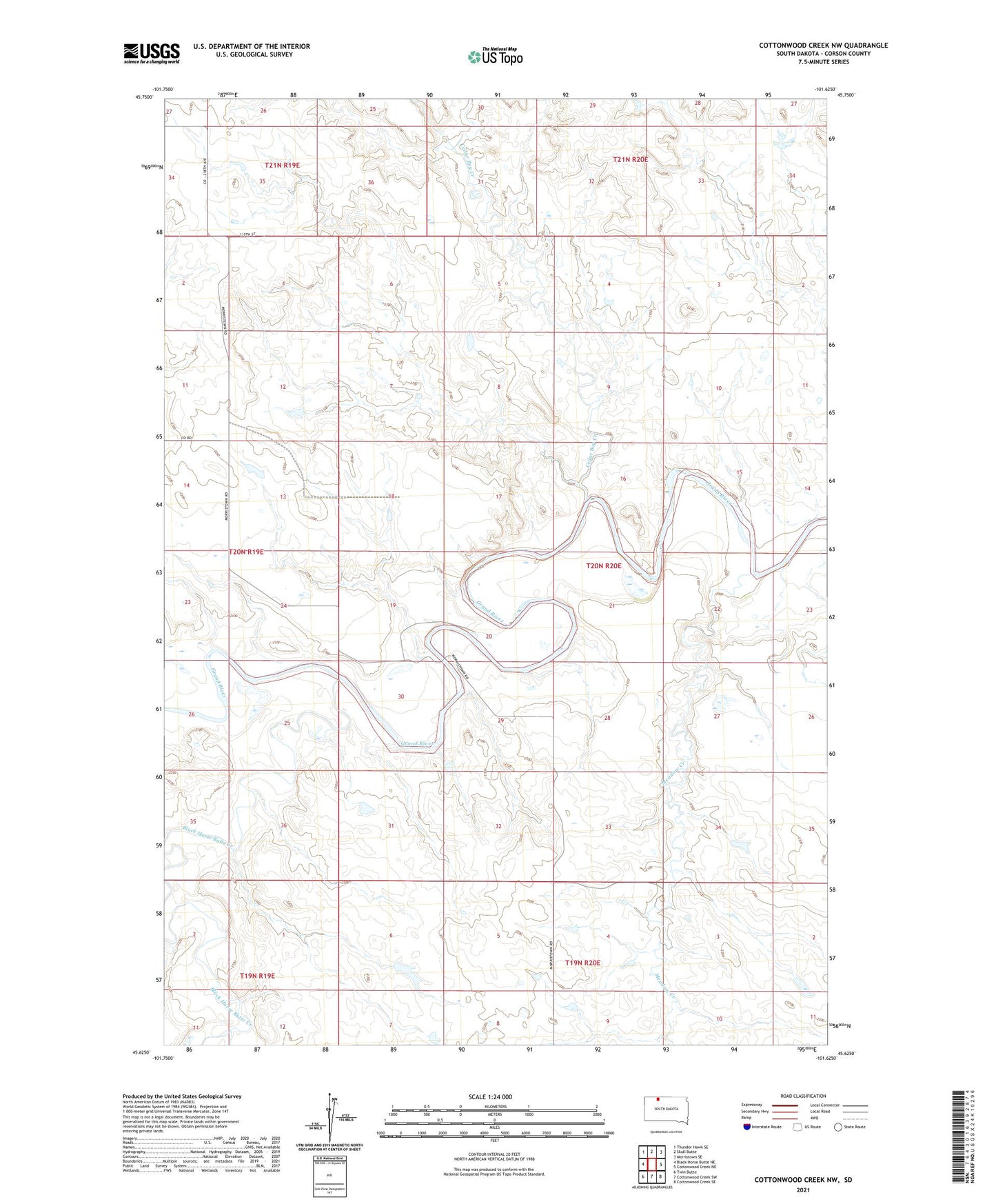 Cottonwood Creek NW South Dakota US Topo Map Image