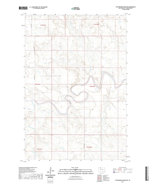 Cottonwood Creek NW South Dakota US Topo Map Image