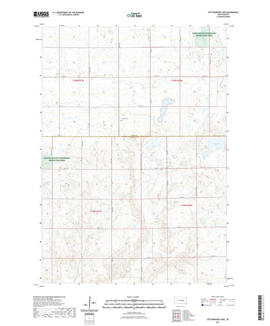 Cottonwood Lake South Dakota US Topo Map Image