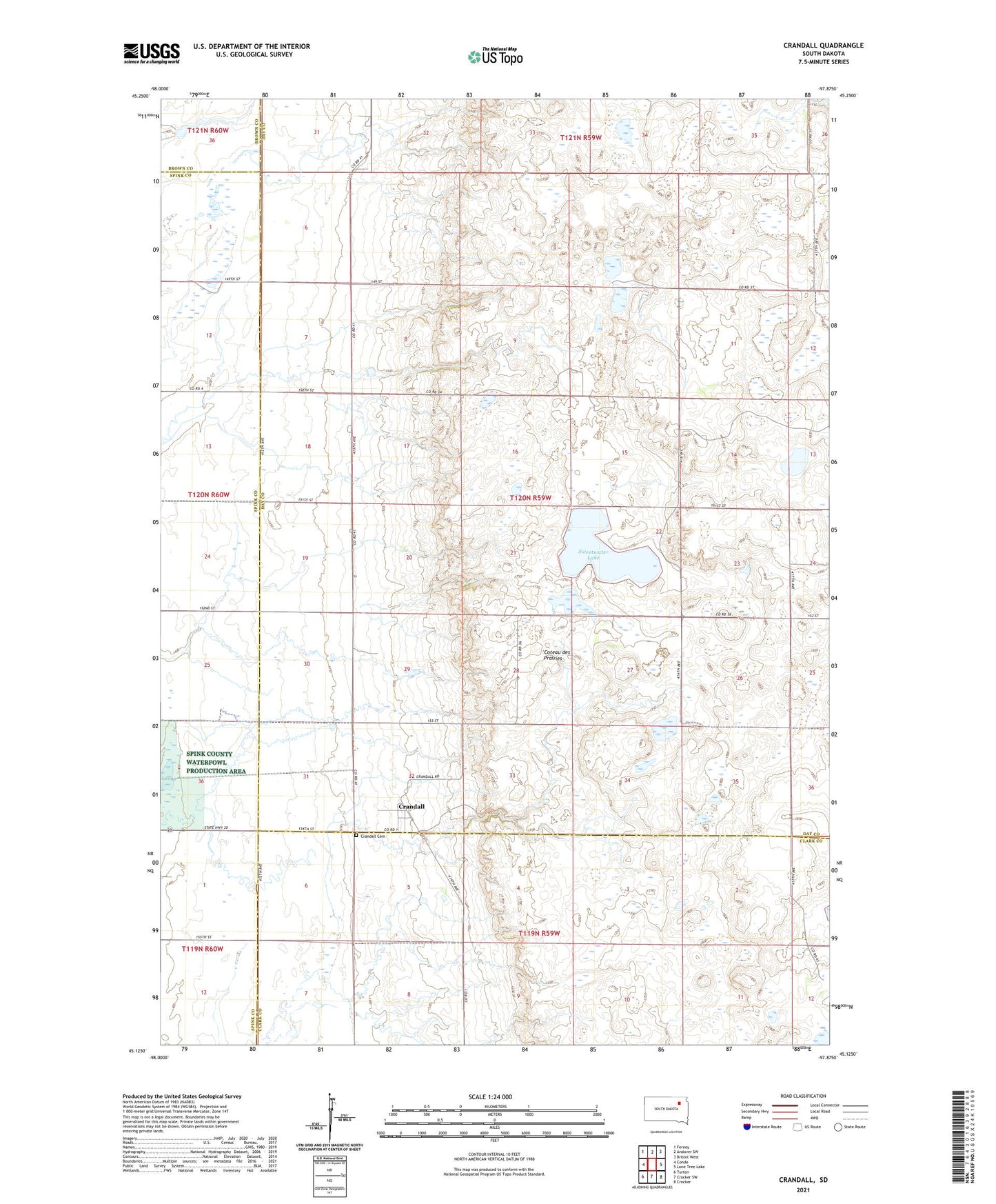 Crandall South Dakota US Topo Map Image