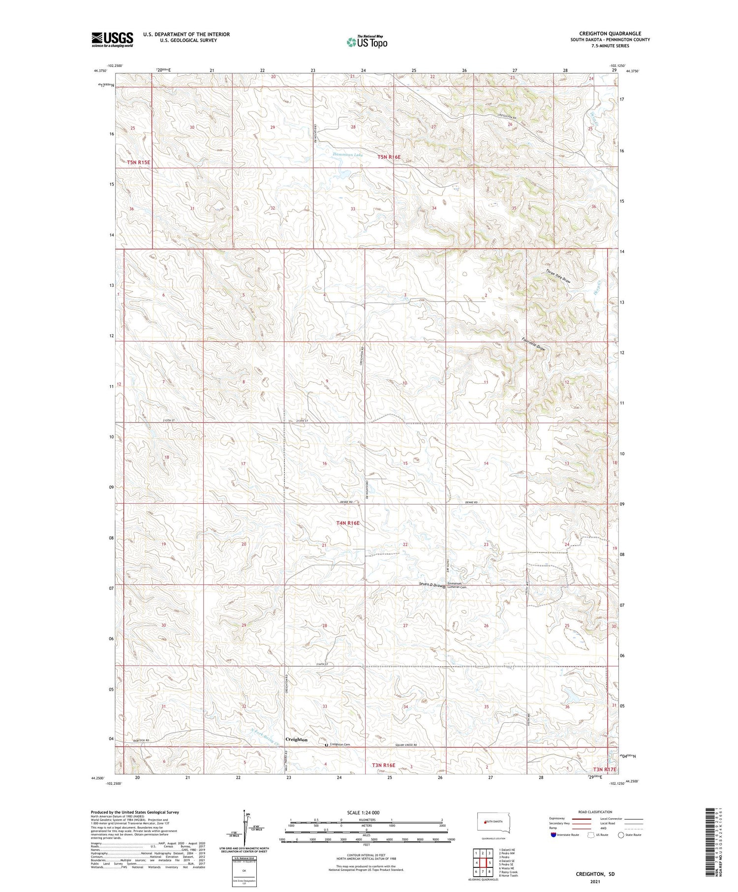 Creighton South Dakota US Topo Map Image