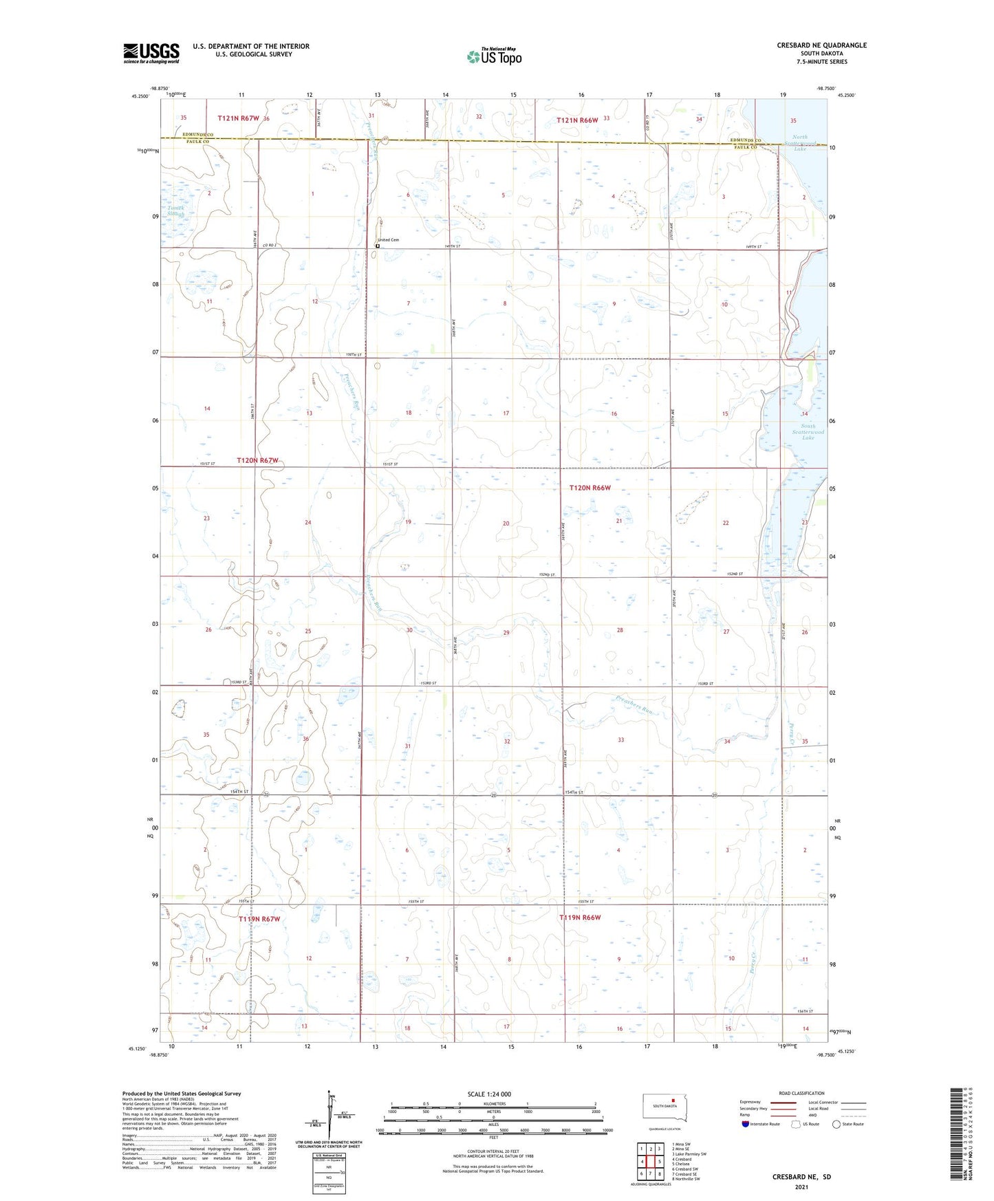 Cresbard NE South Dakota US Topo Map Image