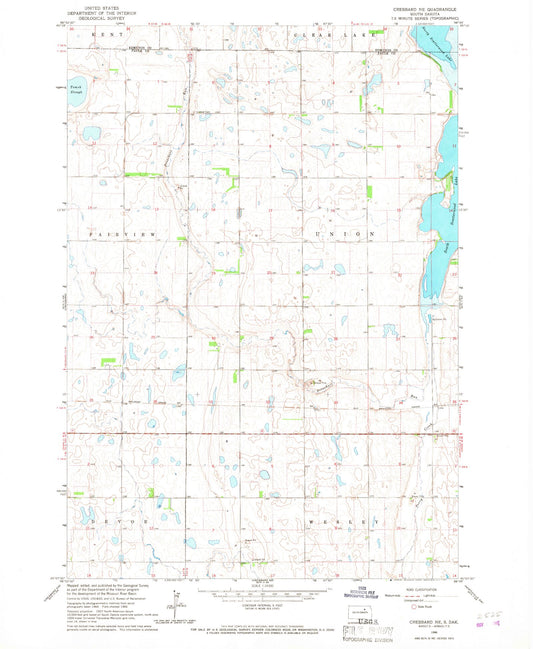 Classic USGS Cresbard NE South Dakota 7.5'x7.5' Topo Map Image