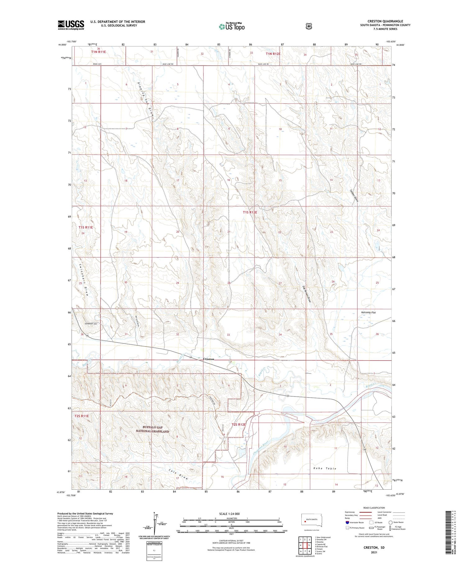Creston South Dakota US Topo Map Image