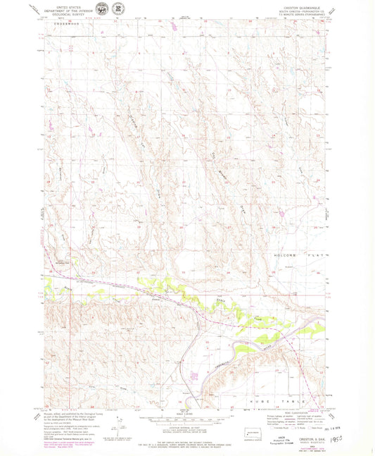 Classic USGS Creston South Dakota 7.5'x7.5' Topo Map Image