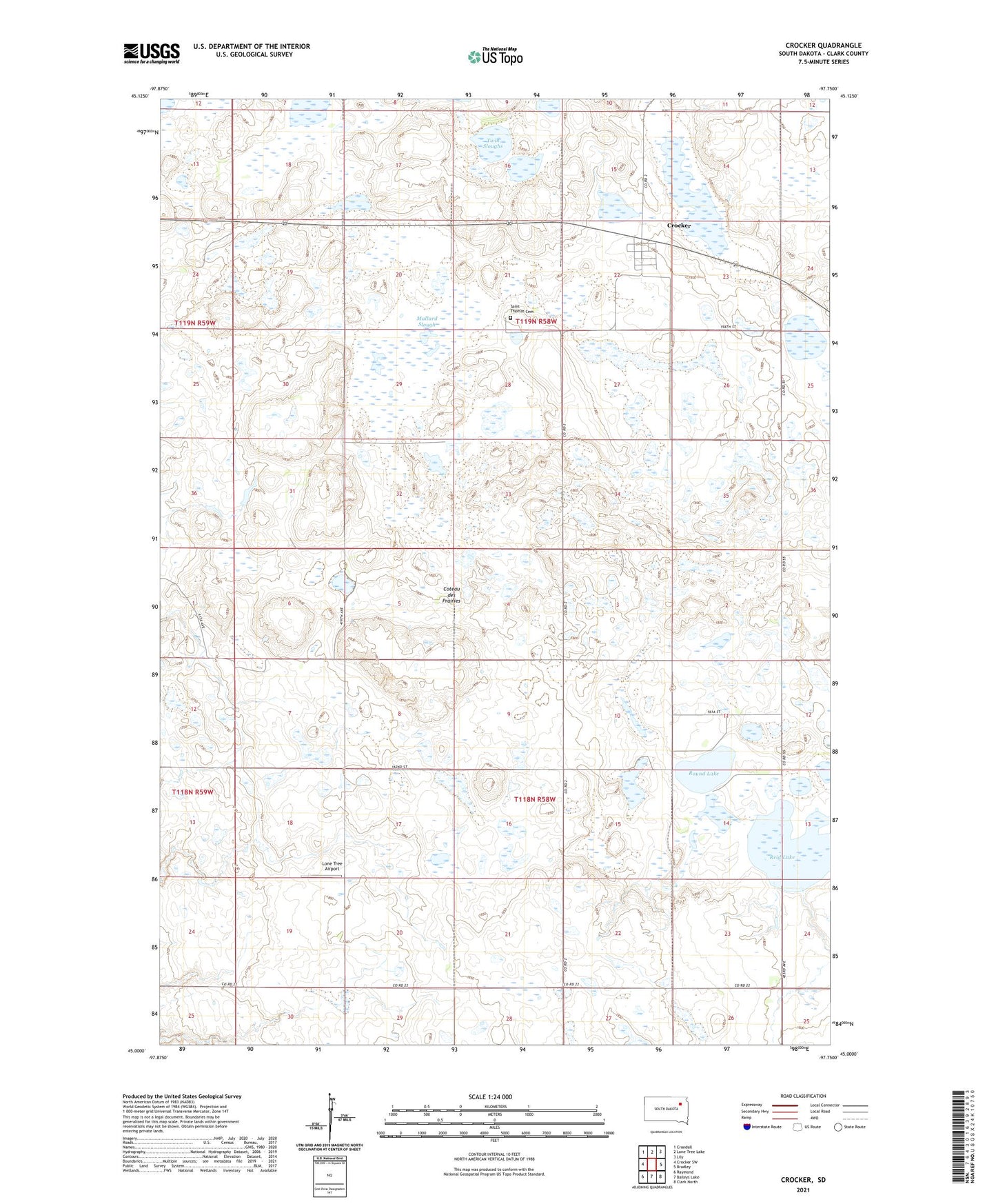 Crocker South Dakota US Topo Map Image