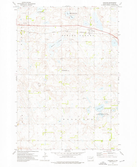 Classic USGS Crocker South Dakota 7.5'x7.5' Topo Map Image