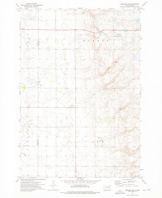 Classic USGS Crocker SW South Dakota 7.5'x7.5' Topo Map Image