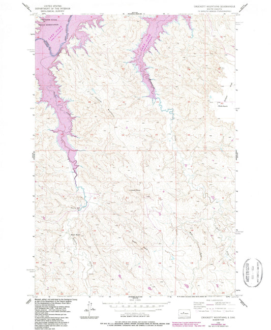 Classic USGS Crokett Mountains South Dakota 7.5'x7.5' Topo Map Image