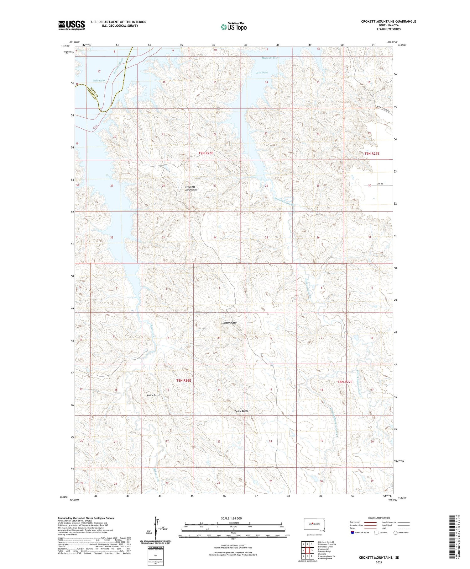 Crokett Mountains South Dakota US Topo Map Image