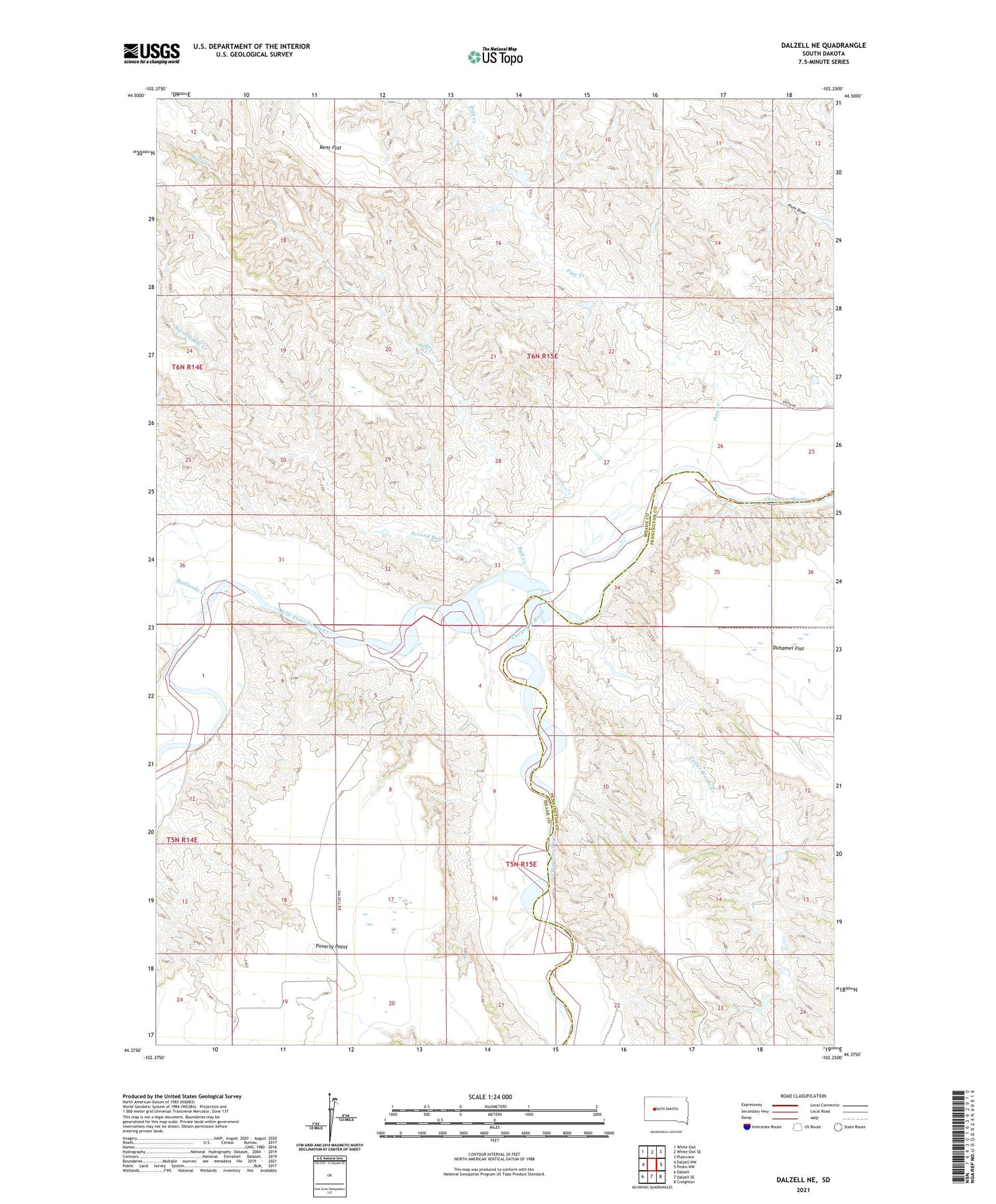 Dalzell NE South Dakota US Topo Map Image