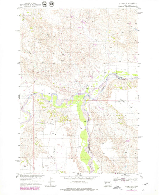 Classic USGS Dalzell NE South Dakota 7.5'x7.5' Topo Map Image