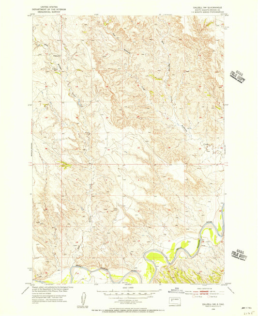 Classic USGS Dalzell NW South Dakota 7.5'x7.5' Topo Map Image