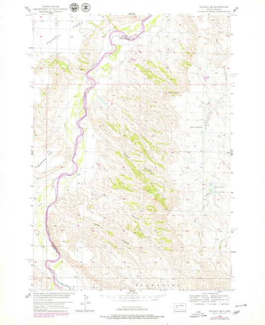 Classic USGS Dalzell SE South Dakota 7.5'x7.5' Topo Map Image