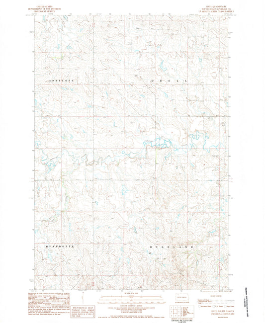 Classic USGS Date South Dakota 7.5'x7.5' Topo Map Image