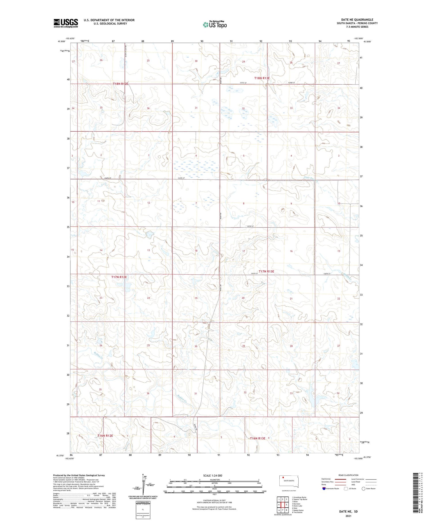 Date NE South Dakota US Topo Map Image