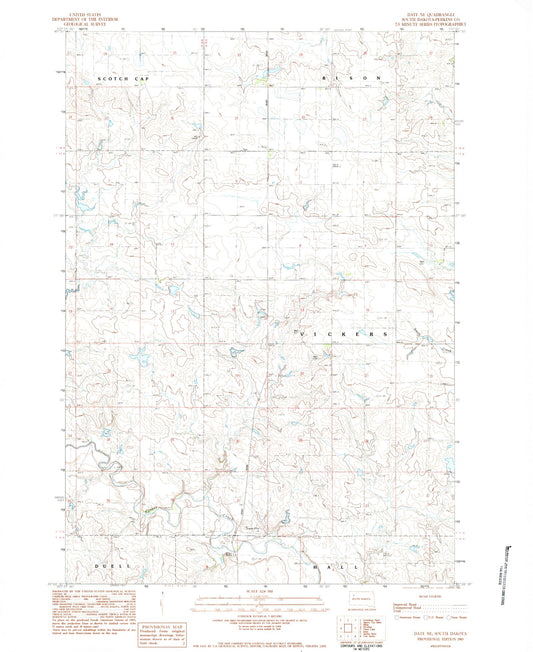 Classic USGS Date NE South Dakota 7.5'x7.5' Topo Map Image