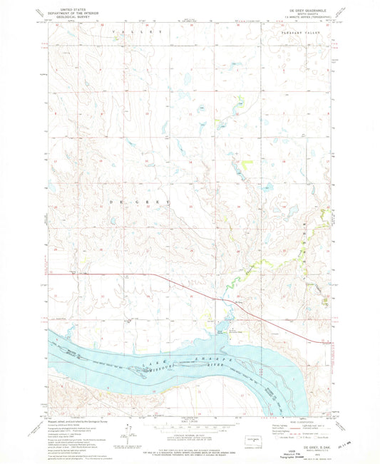Classic USGS De Grey South Dakota 7.5'x7.5' Topo Map Image
