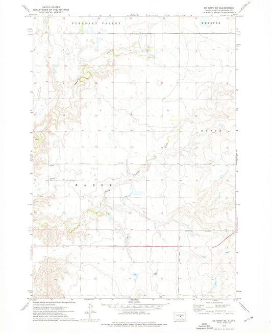 Classic USGS De Grey SE South Dakota 7.5'x7.5' Topo Map Image