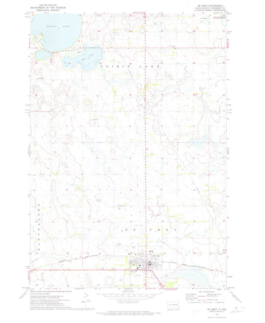 Classic USGS De Smet South Dakota 7.5'x7.5' Topo Map Image