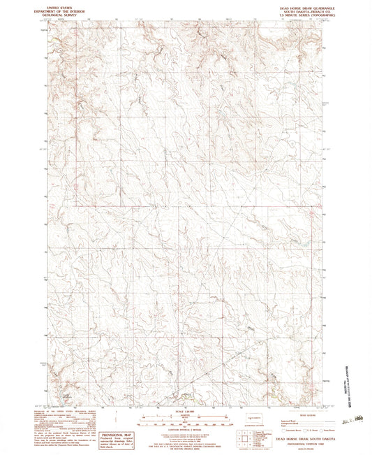 Classic USGS Dead Horse Draw South Dakota 7.5'x7.5' Topo Map Image