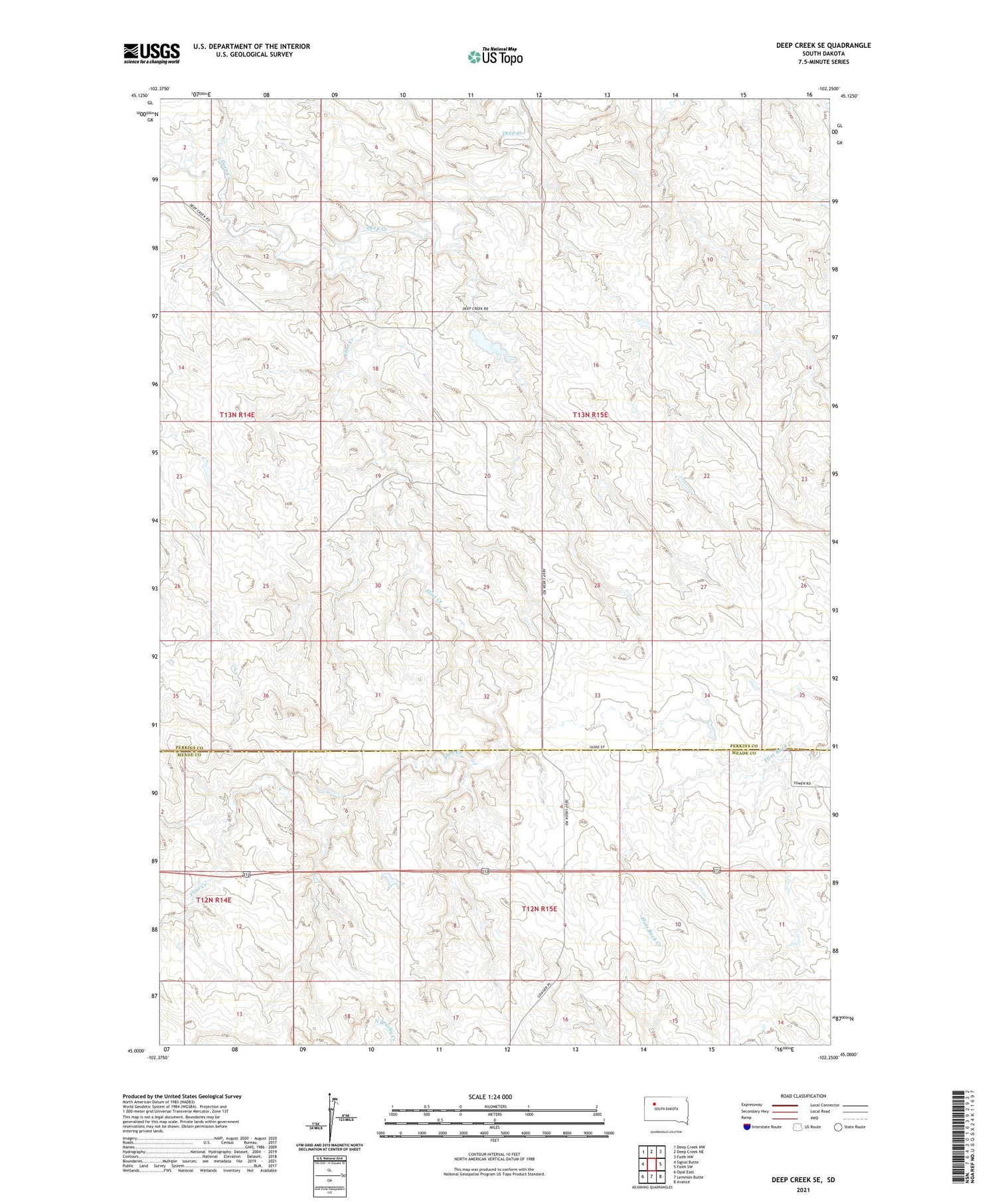 Deep Creek SE South Dakota US Topo Map Image