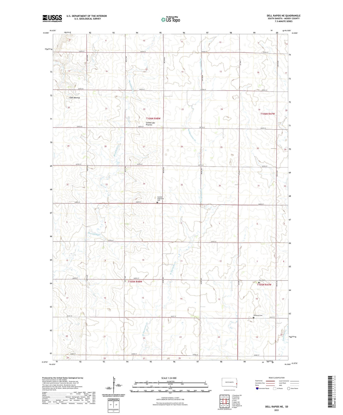 Dell Rapids NE South Dakota US Topo Map Image