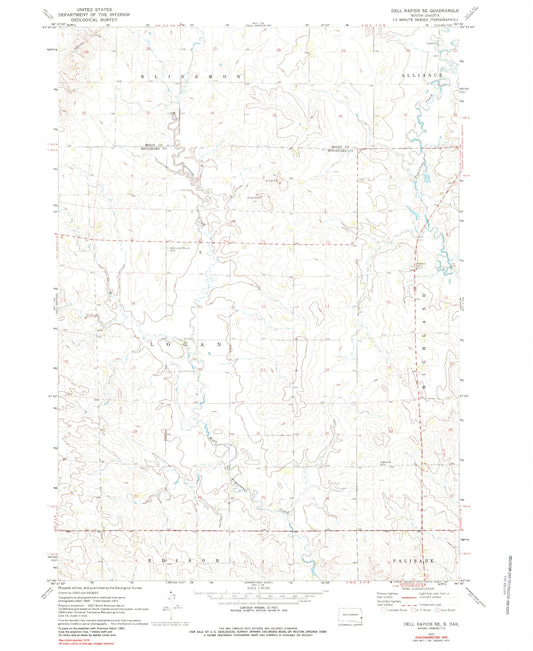 Classic USGS Dell Rapids SE South Dakota 7.5'x7.5' Topo Map Image