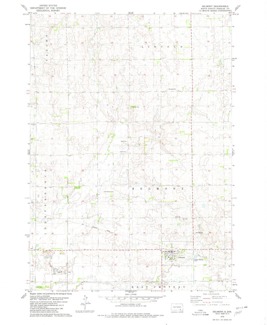 Classic USGS Delmont South Dakota 7.5'x7.5' Topo Map Image
