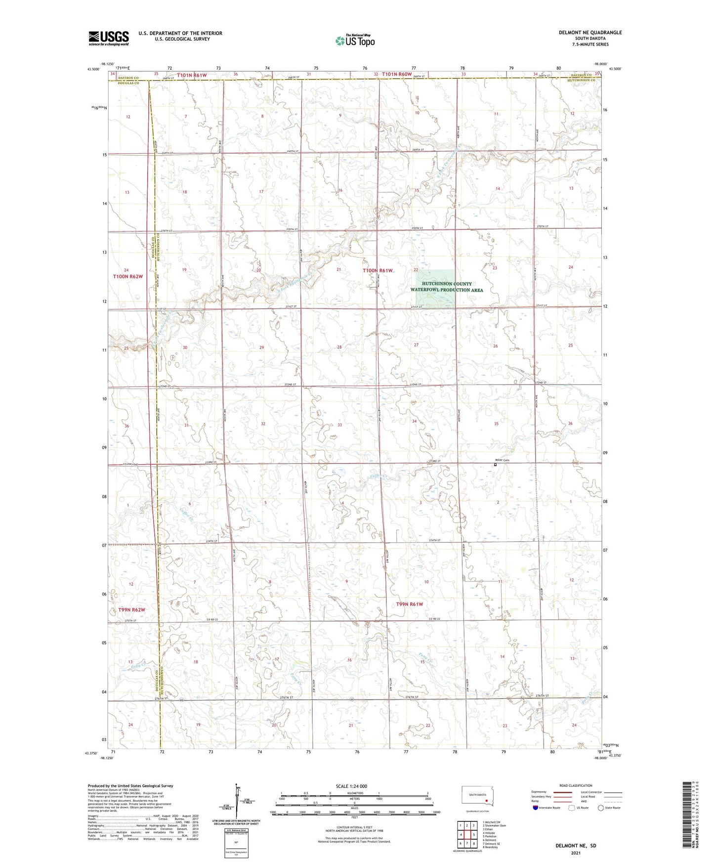 Delmont NE South Dakota US Topo Map Image