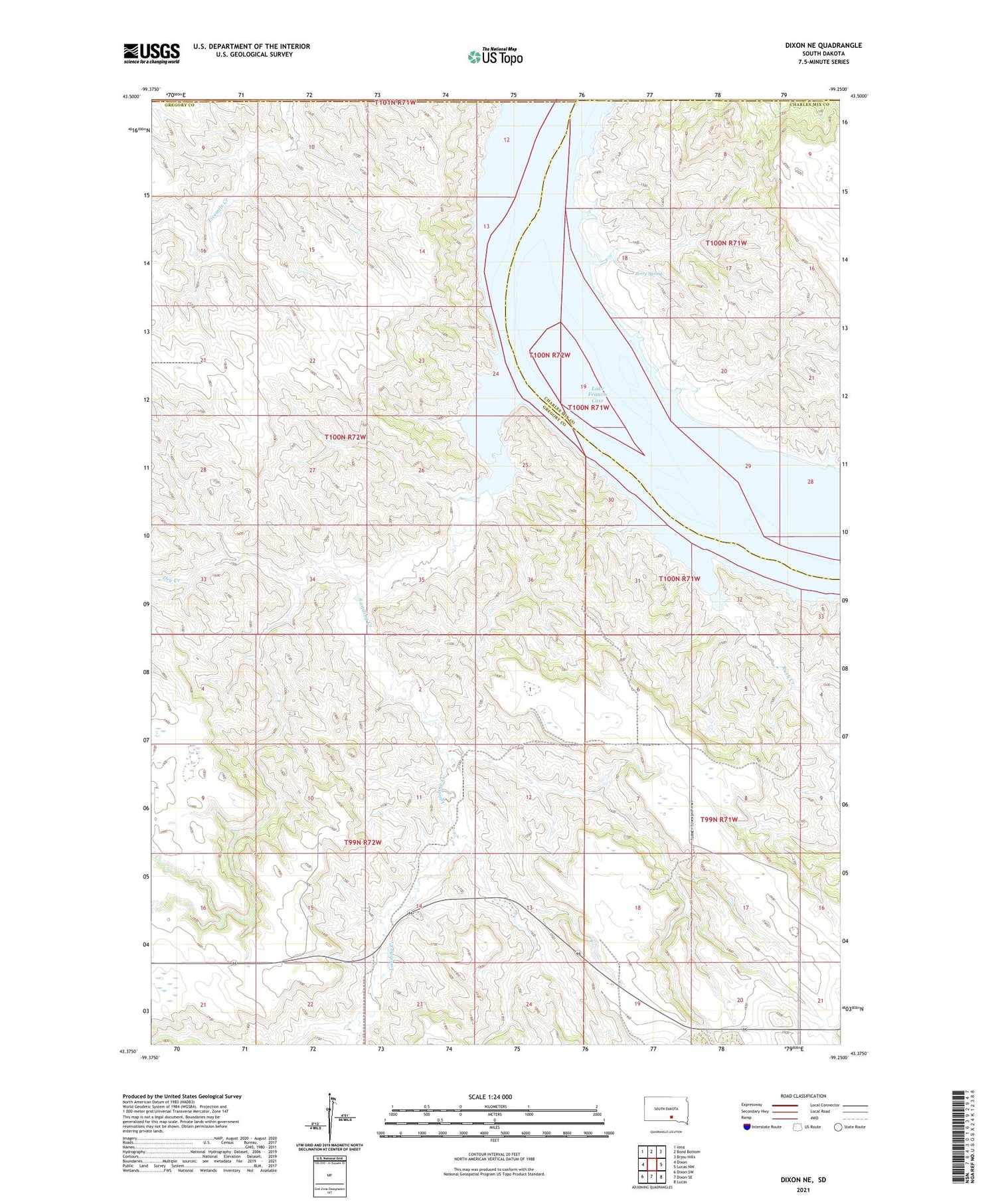 Dixon NE South Dakota US Topo Map Image