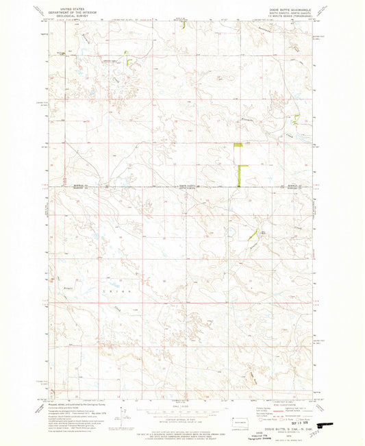 Classic USGS Dogie Butte South Dakota 7.5'x7.5' Topo Map Image