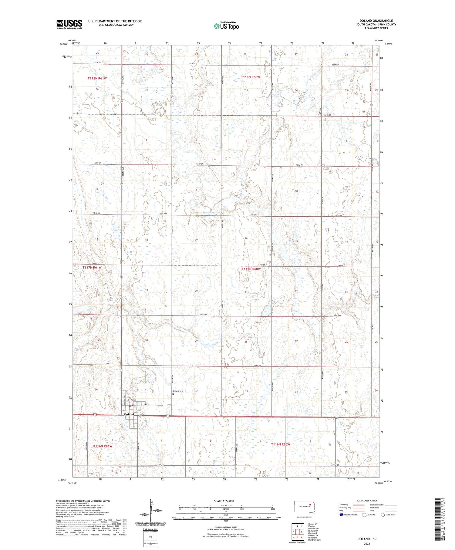 Doland South Dakota US Topo Map Image